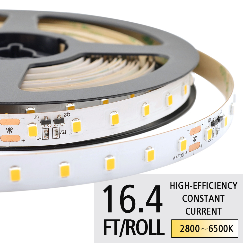 DC24V 2835SMD 80LEDs/M High-Efficiency Constant Current Flexible LED Strip Lights - 16.4ft Per Roll